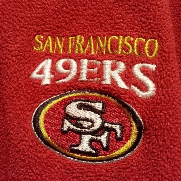 San Francisco 49ers/Forty-Niners Red NFL 1/4 Zip Pullover Large Fleece Sweater - Picture 2 of 7